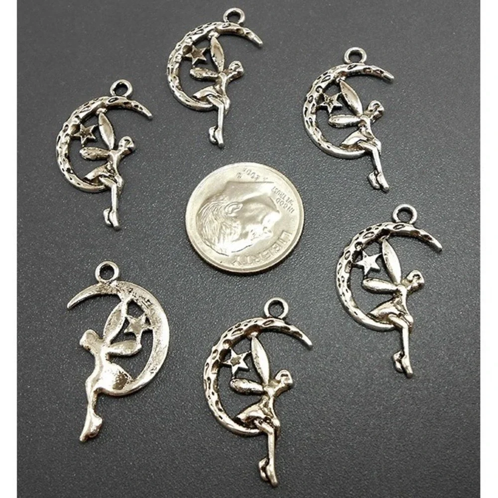 8pcs Fairy Moon Star Charms, jewelry making supplies‎